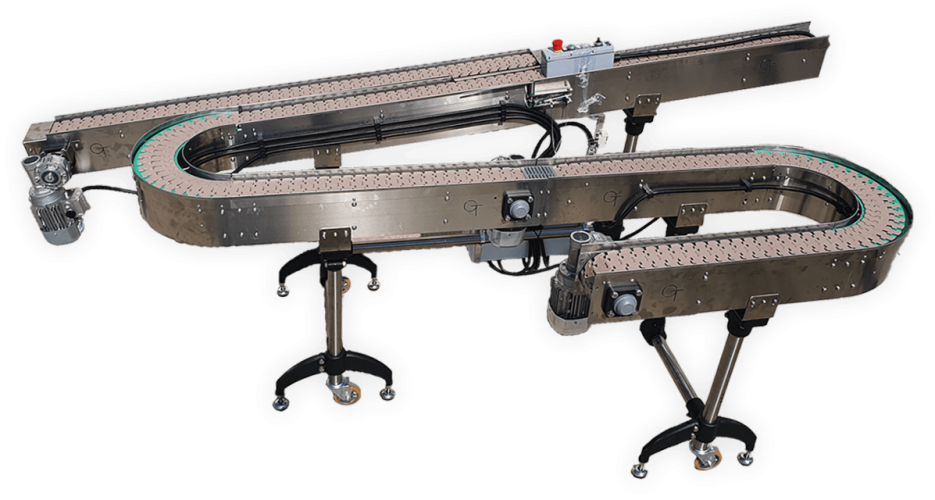 Impiantro trasporto di accumulo ed ecacuazione scarti vaschette alimentari